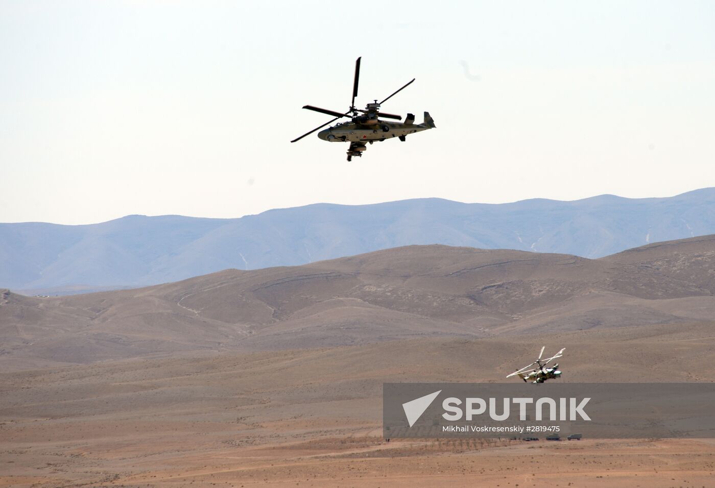 A Kamov Ka-52 Hokum-B attack helicopter hits targets in Syria