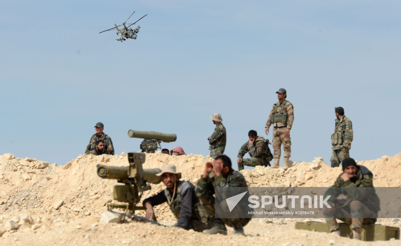 Ka-52 helicopter flies combat mission in Syria