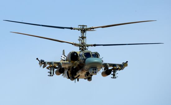 Ka-52 helicopter flies combat mission in Syria