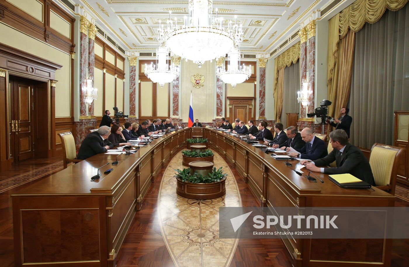 Prime Minister Dmitry Medvedev at Government meeting