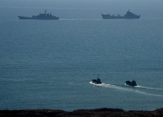 Tactical drill of Pacific Fleet's naval infantry brigade and motor-rifle brigade of 5th Combined Arms Army of Eastern Military District
