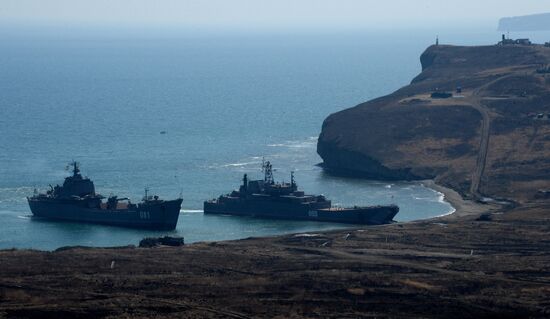 Tactical drill of Pacific Fleet's Naval Infantry brigade and motor-rifle brigade of 5th Combined Arms Army of Eastern Military District