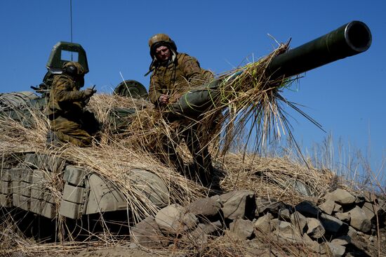 Tactical drill of Pacific Fleet's Naval Infantry brigade and motor-rifle brigade of 5th Combined Arms Army of Eastern Military District