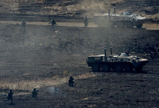 Tactical drill of Pacific Fleet's Naval Infantry brigade and motor-rifle brigade of 5th Combined Arms Army of Eastern Military District