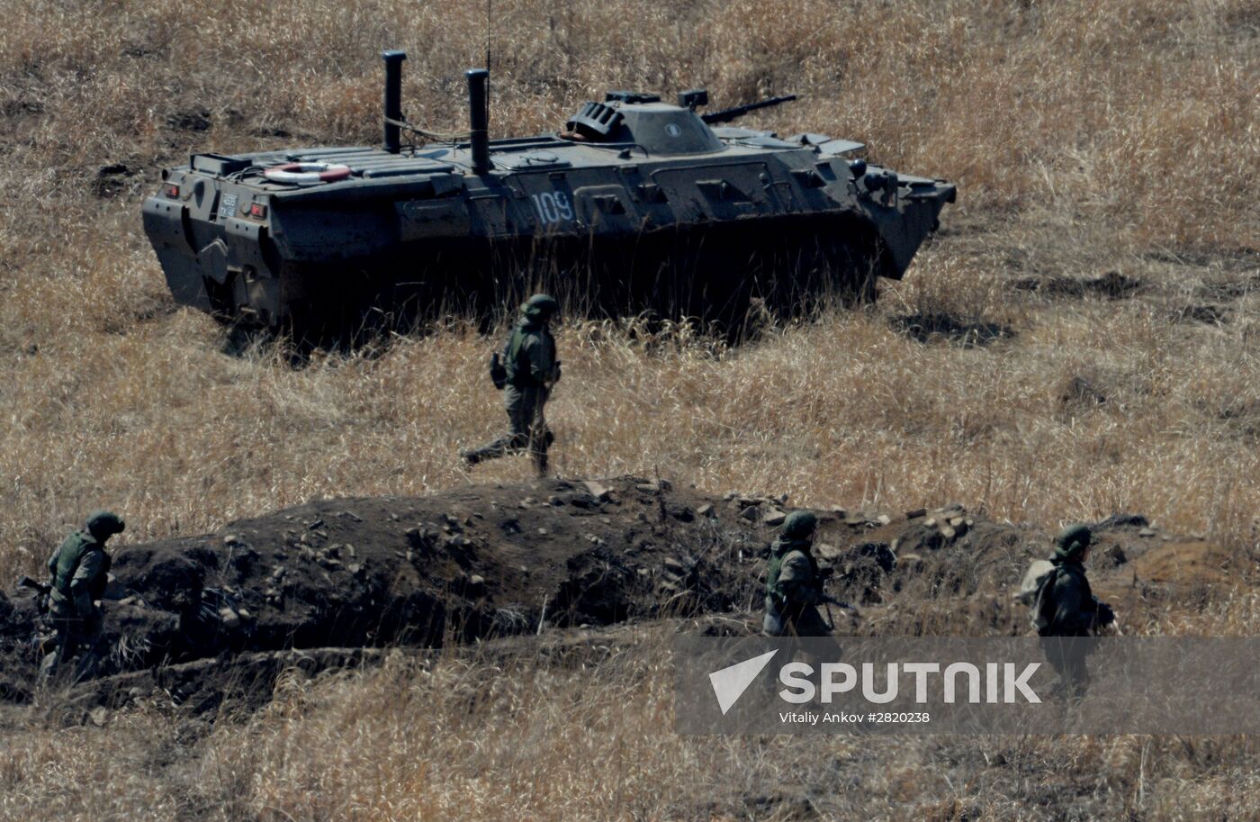 Tactical drill of Pacific Fleet's Naval Infantry brigade and motor-rifle brigade of 5th Combined Army of Eastern Military District