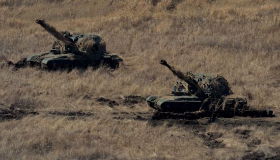 Tactical drill of Pacific Fleet's Naval Infantry brigade and motor-rifle brigade of 5th Combined Arms Army of Eastern Military District