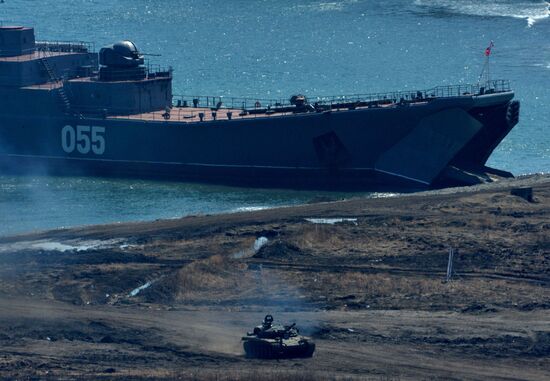 Tactical drill of Pacific Fleet's Naval Infantry brigade and motor-rifle brigade of 5th Combined Arms Army of Eastern Military District