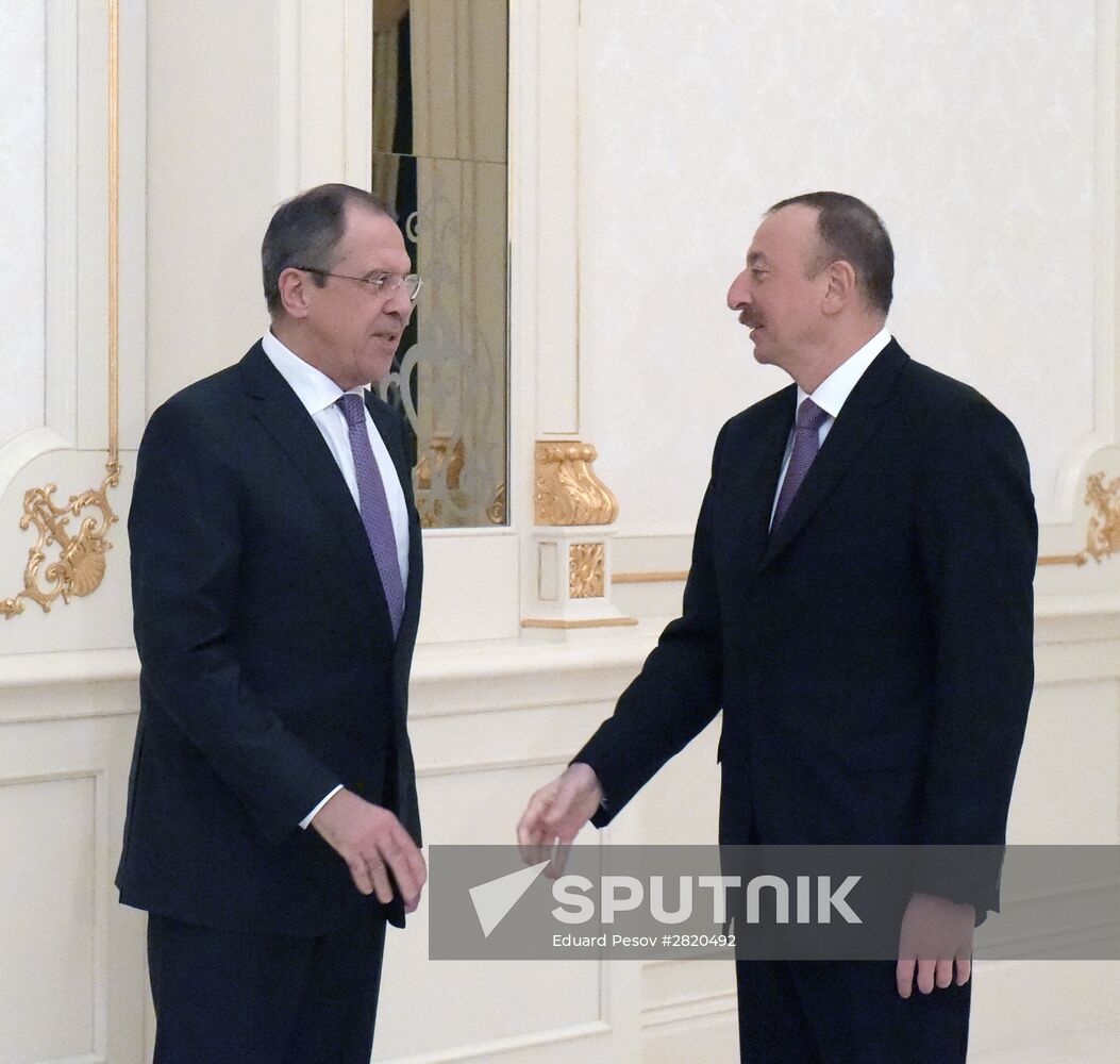 Russian Foreign Minister Sergei Lavrov meets with President of Azerbaijan Ilham Aliyev