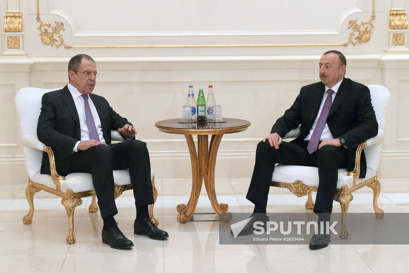 Russian Foreign Minister Sergei Lavrov meets with President of Azerbaijan Ilham Aliyev