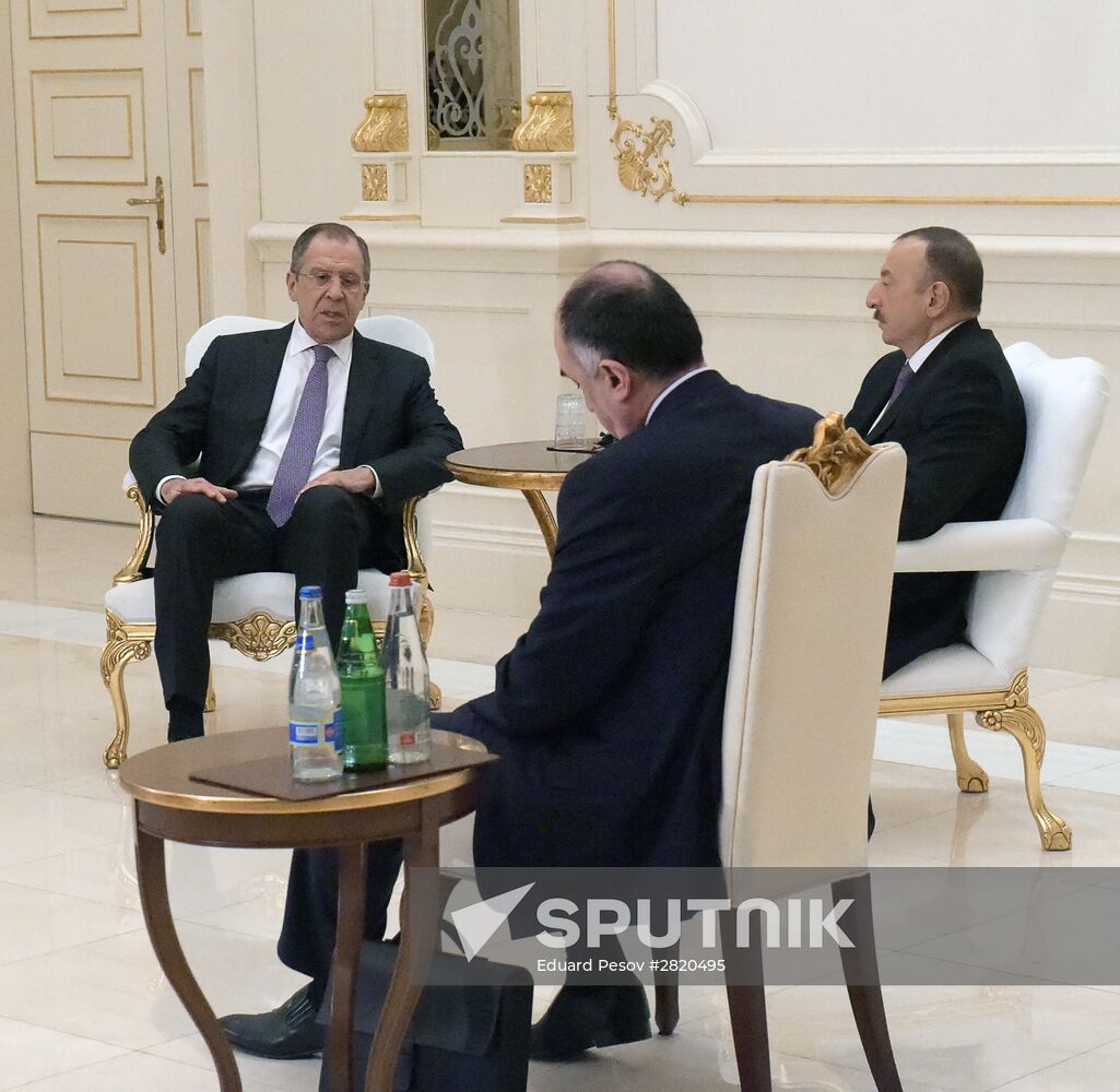 Russian Foreign Minister Sergei Lavrov meets with President of Azerbaijan Ilham Aliyev