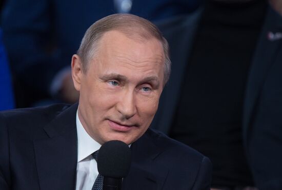President Vladimir Putin attends Russian Popular Front's media forum, Truth and Justice