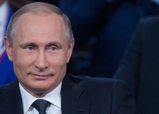 President Vladimir Putin attends Russian Popular Front's media forum, Truth and Justice