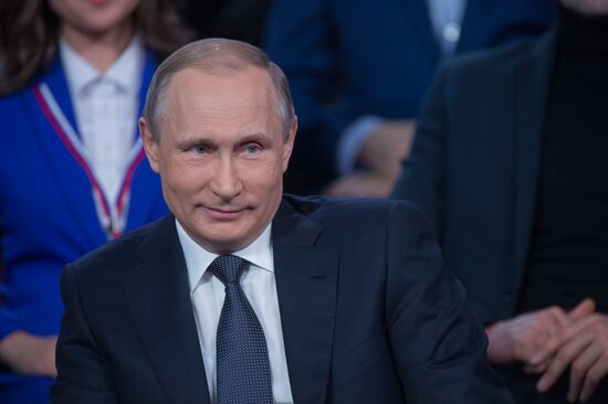 President Vladimir Putin attends Russian Popular Front's media forum, Truth and Justice