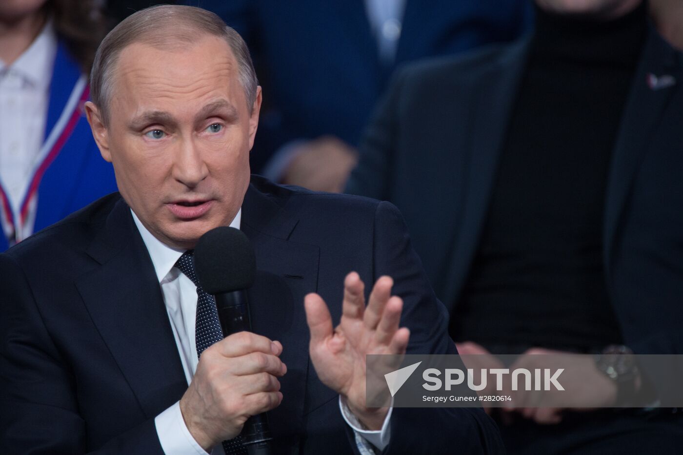 President Vladimir Putin attends Russian Popular Front's media forum, Truth and Justice