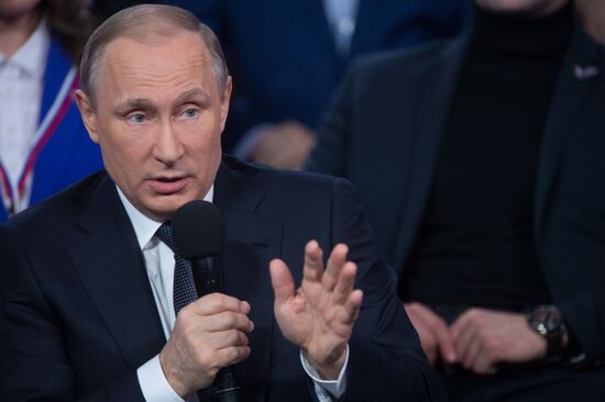 President Vladimir Putin attends Russian Popular Front's media forum, Truth and Justice