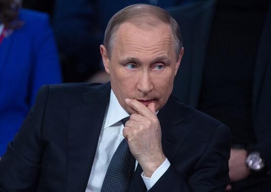 President Vladimir Putin attends Russian Popular Front's media forum, Truth and Justice