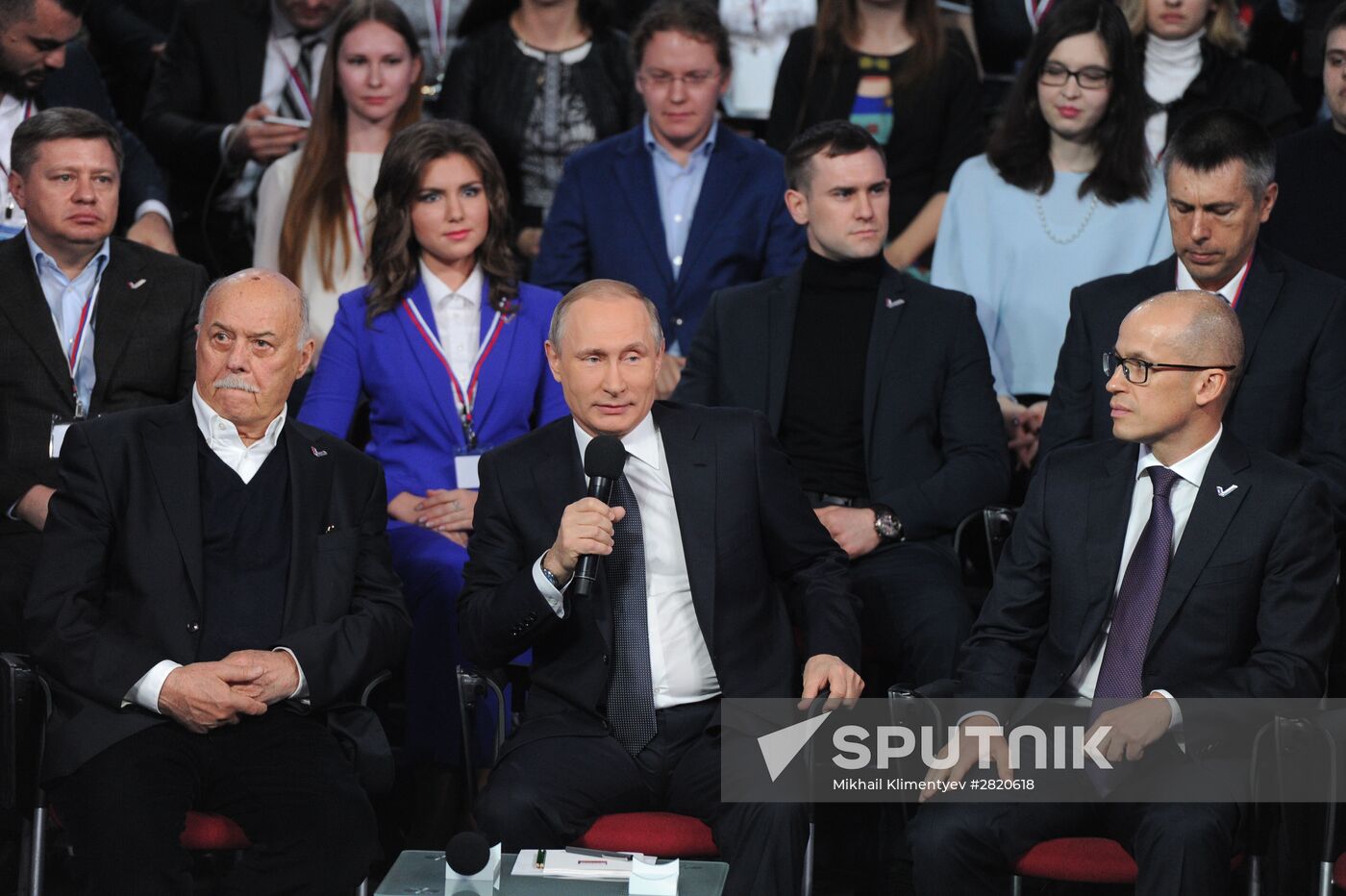 President Vladimir Putin attends Russian Popular Front's media forum, Truth and Justice