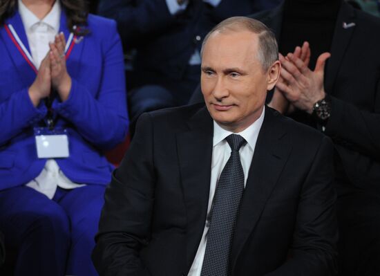 President Vladimir Putin attends Russian Popular Front's media forum, Truth and Justice