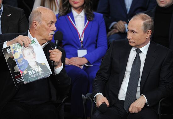 President Vladimir Putin attends Russian Popular Front's media forum, Truth and Justice