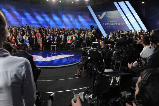 President Vladimir Putin attends Russian Popular Front's media forum, Truth and Justice