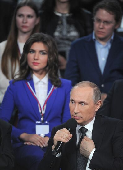 President Vladimir Putin attends Russian Popular Front's media forum, Truth and Justice