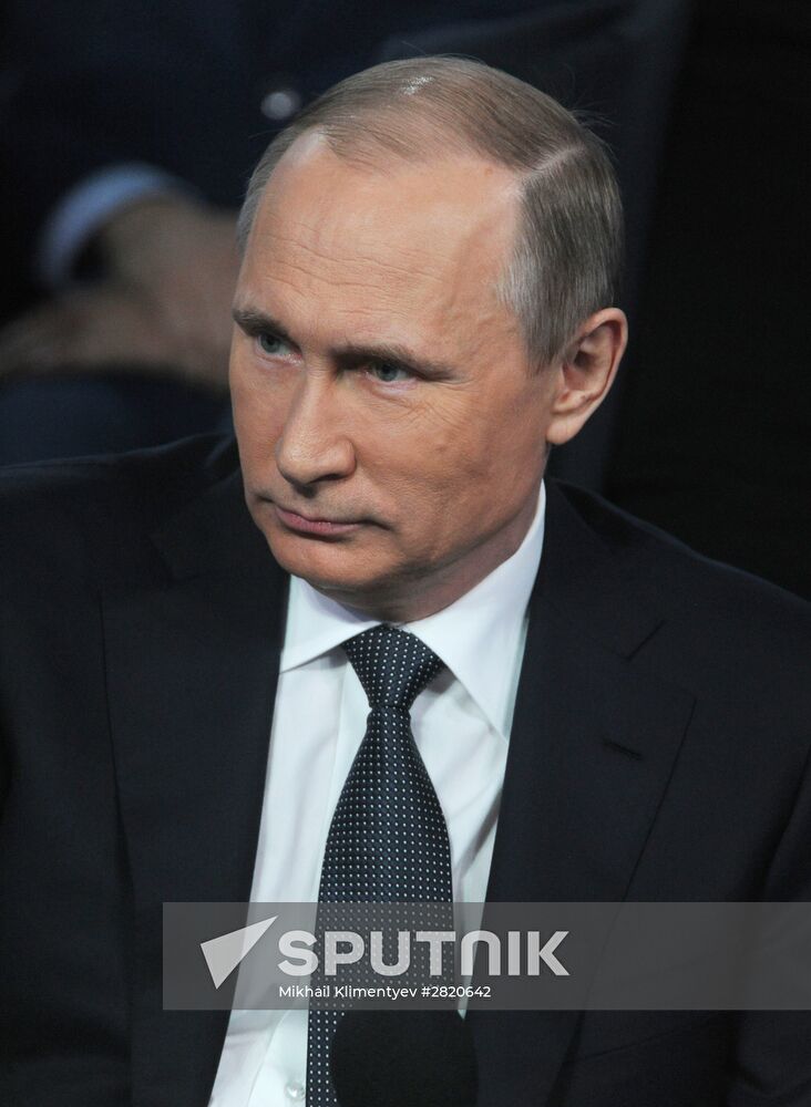 President Vladimir Putin attends Russian Popular Front's media forum, Truth and Justice