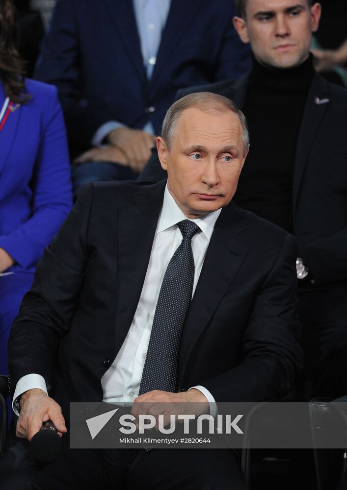 President Vladimir Putin attends Russian Popular Front's media forum, Truth and Justice