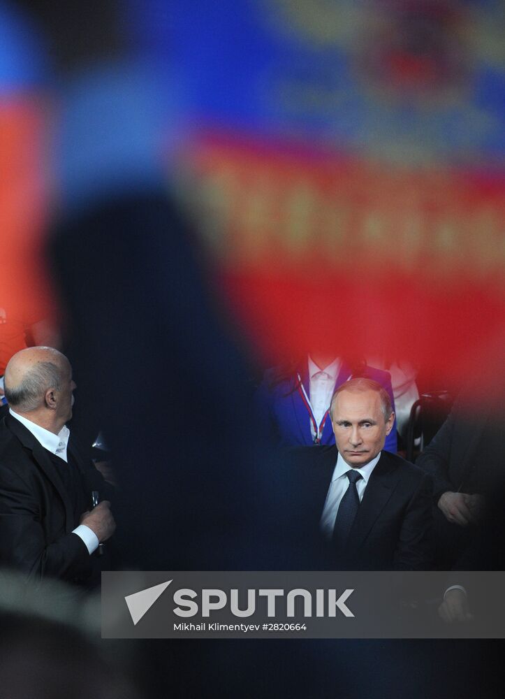 President Vladimir Putin attends Russian Popular Front's media forum, Truth and Justice