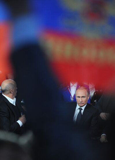 President Vladimir Putin attends Russian Popular Front's media forum, Truth and Justice