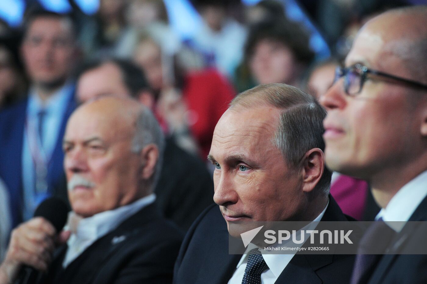 President Vladimir Putin attends Russian Popular Front's media forum, Truth and Justice