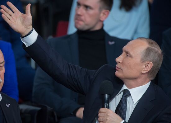President Vladimir Putin attends Russian Popular Front's media forum, Truth and Justice