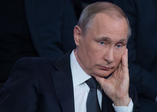 President Vladimir Putin attends Russian Popular Front's media forum, Truth and Justice