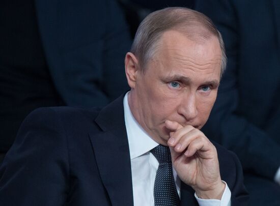 President Vladimir Putin attends Russian Popular Front's media forum, Truth and Justice