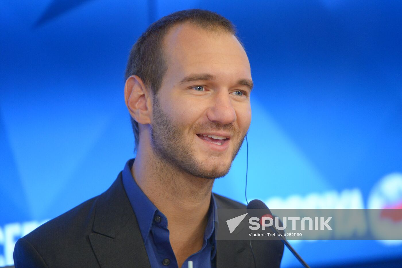 News conference by writer and sponsor Nick Vujcic