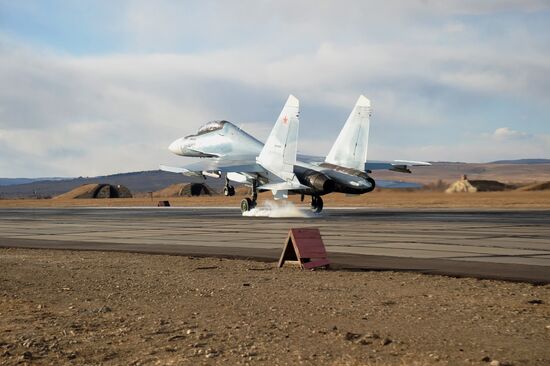 SU-30SM fighter jets on training missions in Zabaykalsky Territory