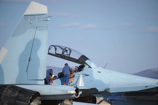 SU-30SM fighter training flights in Trans-Baikal Territory