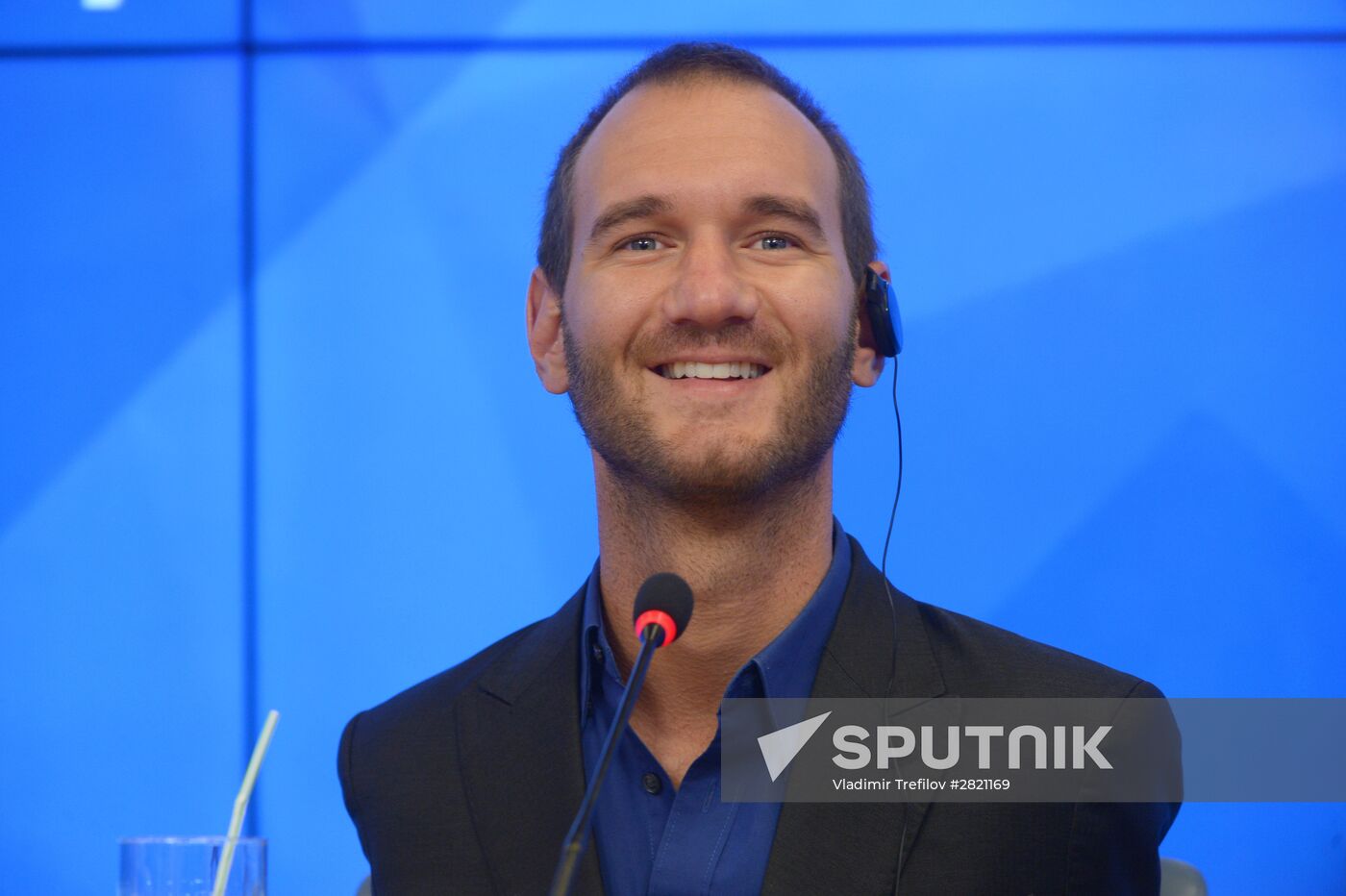 News conference by writer and sponsor Nick Vujcic