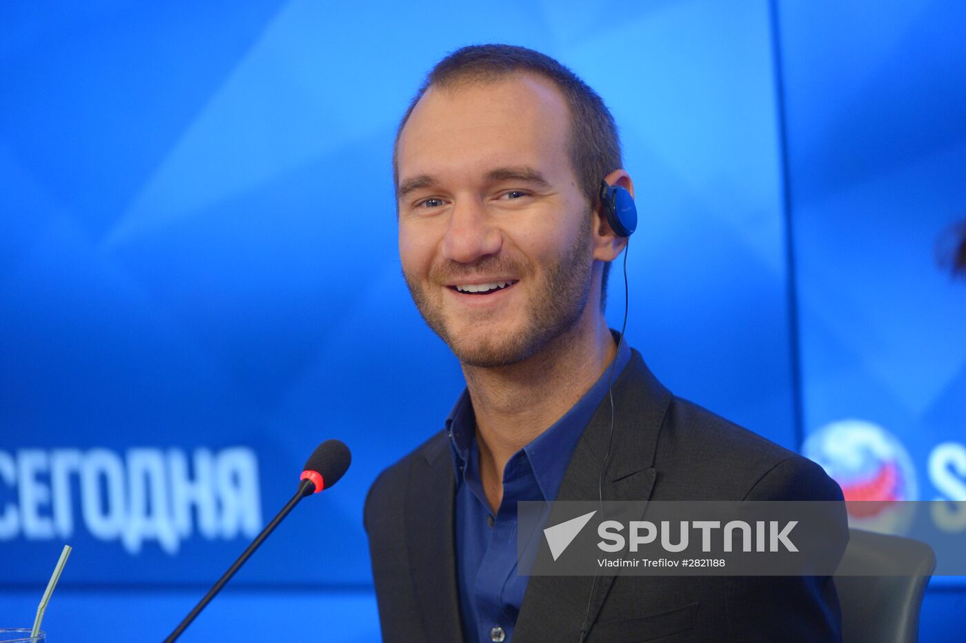 News conference by writer and sponsor Nick Vujcic