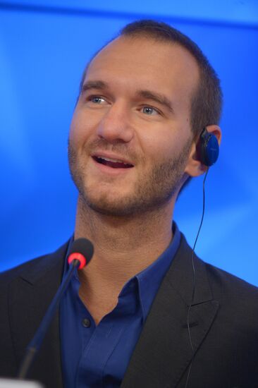 News conference by writer and sponsor Nick Vujcic