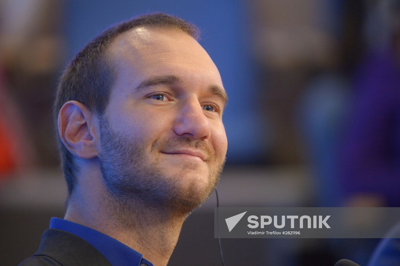 News conference by writer and sponsor Nick Vujcic