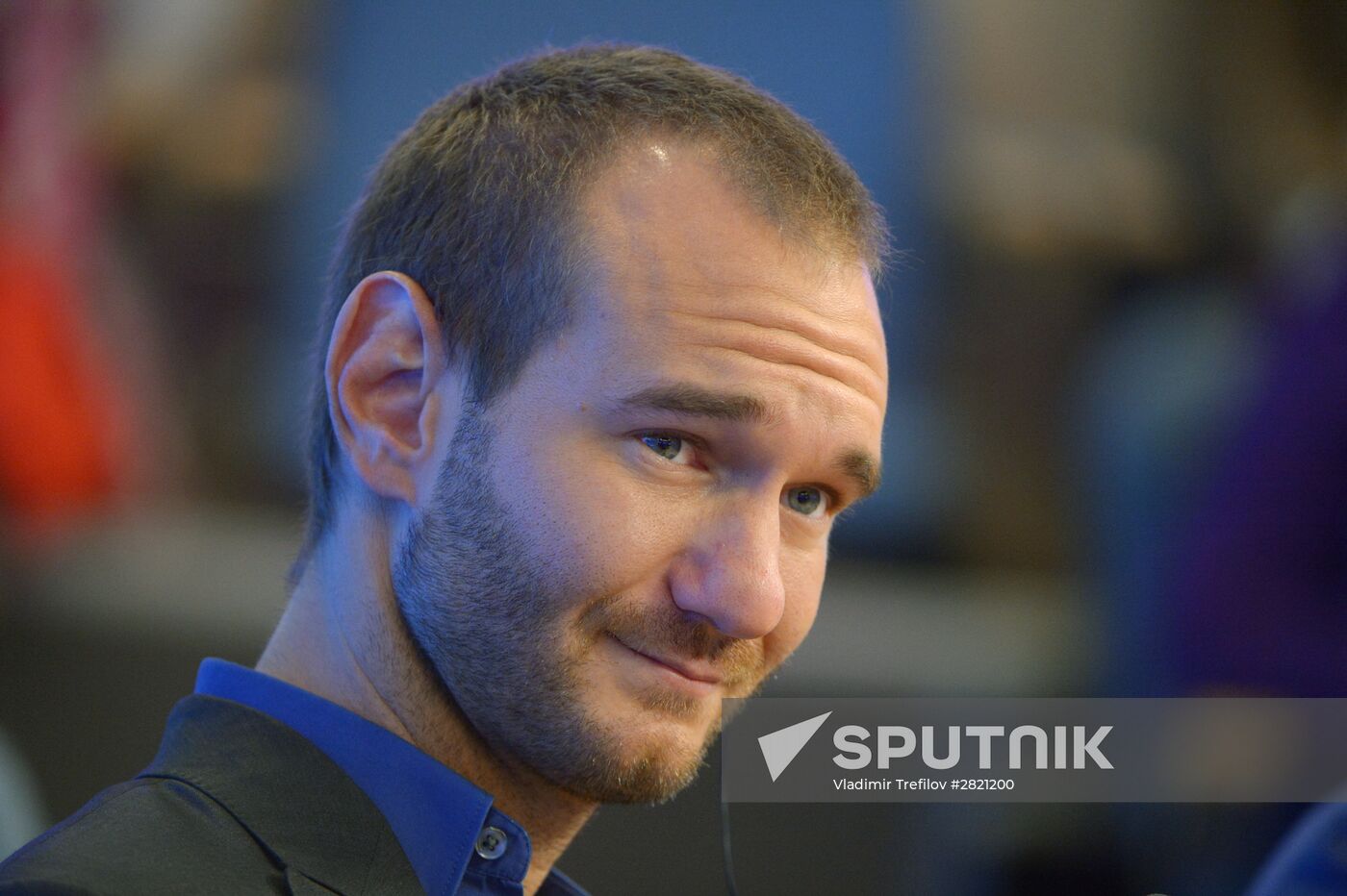 News conference by writer and sponsor Nick Vujcic