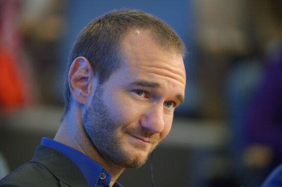 News conference by writer and sponsor Nick Vujcic