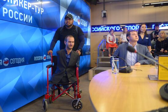 News conference by writer and sponsor Nick Vujicic