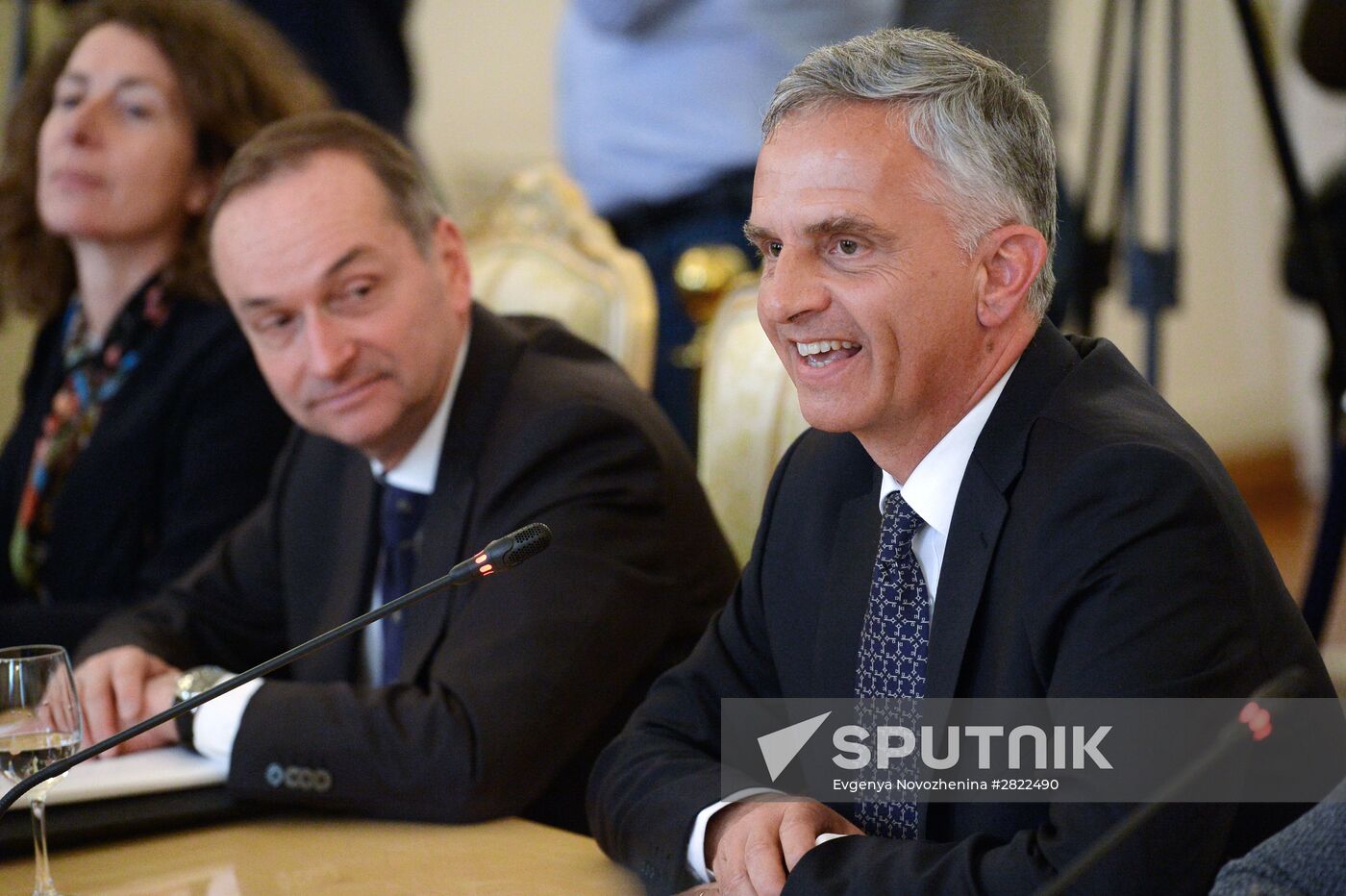 Russian Foreign Minister Sergei Lavrov meets with his Swiss counterpart Didier Burkhalter