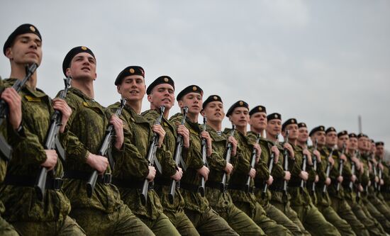 Rehearsing V-Day military parade on May 9