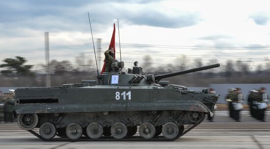 Rehearsing V-Day military parade on May 9