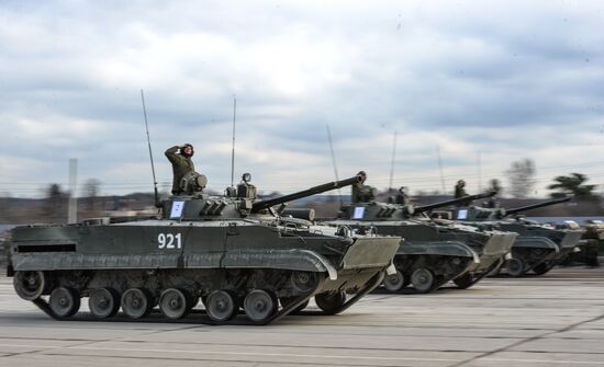 Rehearsing V-Day military parade on May 9