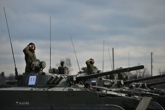 Rehearsing V-Day military parade on May 9