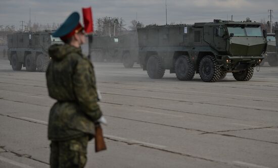 Rehearsing V-Day military parade on May 9