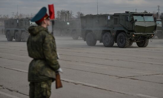 Rehearsing V-Day military parade on May 9